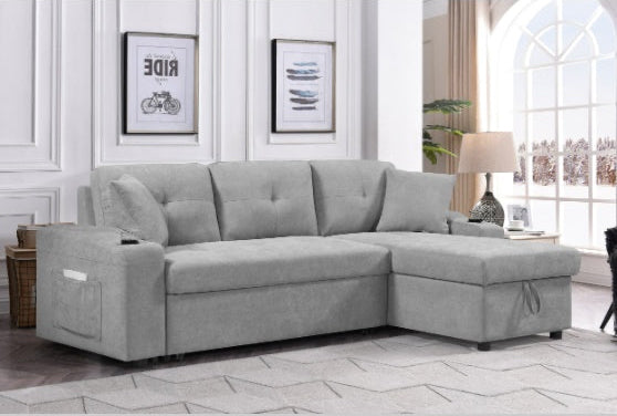 Convertible Sectional Sofa With Armrest Storage