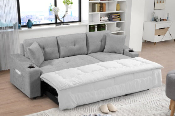 Convertible Sectional Sofa With Armrest Storage